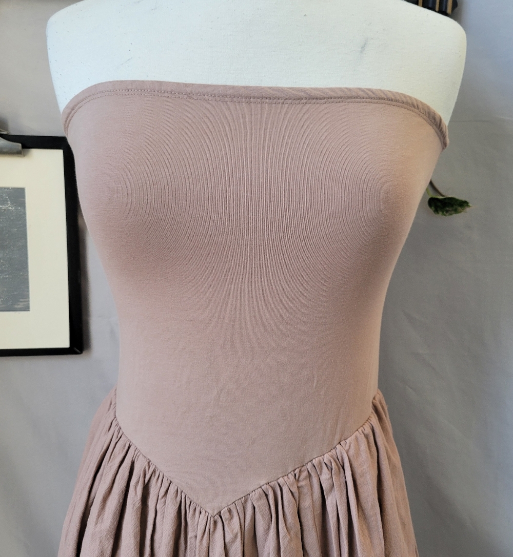 Free People Onda Drop Waist Tube Midi Dress Natural XS - Picture 4 of 14
